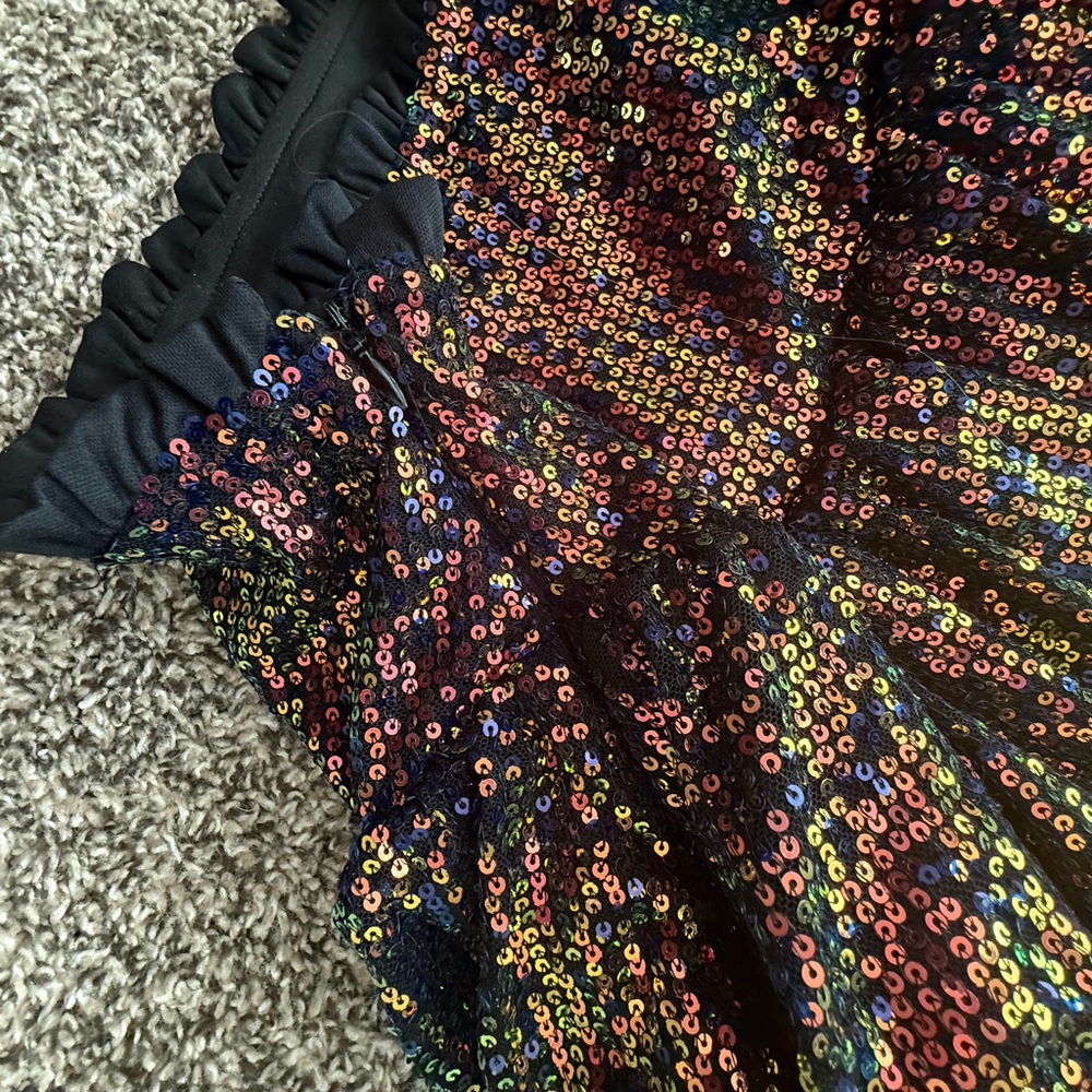 Multicolor Sequin Skirt with Ruffle Trim
